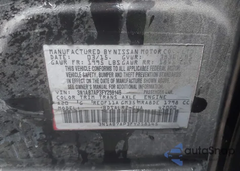 2015 Nissan Sentra Sr from USA, damaged, VIN 3N1AB7AP3FY258145